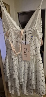 Oh Polly Mini Kleid Weiß   Strass / Rhinestone   Größe 8   Neu mit Tag