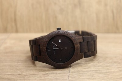 Bewell All Wooden Hand Crafted Quartz Analog Men's Watch 8.25'' New Battery