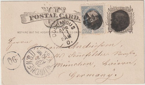 UX7 Columbus O Post nach Deutschland 1883 (i214)
