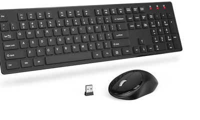 Wireless Keyboard and Mouse, Trueque Silent 2.4GHz Cordless Black