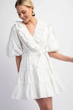 NA-KD Fit & Flare Cotton Wrap Dress with Frills | Summer Dress