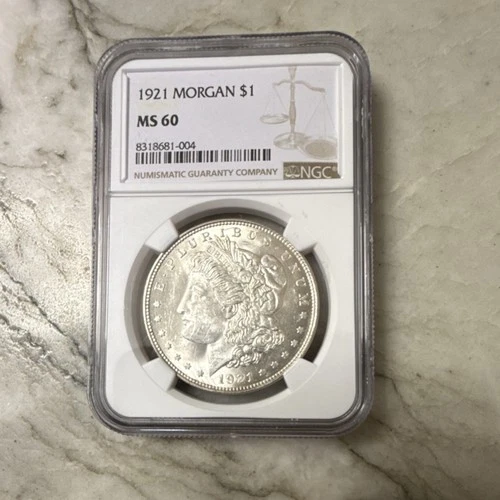 1921 Morgan Silver Dollar NGC MS60 Philadelphia $1 Coin