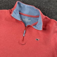 Vineyard Vines 1/4 Zip Pullover Sweater Men's Small Pink Pima Cotton Golf EUC
