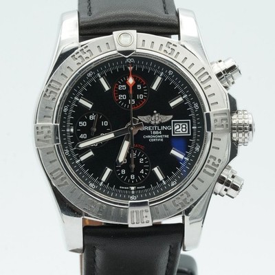 BREITLING AVENGER A13381 HERREN UHR 45MM STAHL BR840 SCHWARZ TOP ZUSTAND