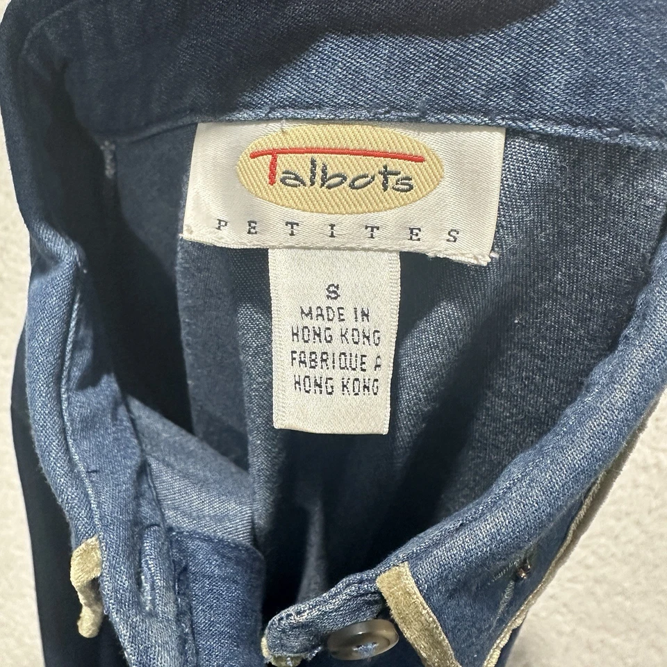 Camisa para mujer Talbots Petites vintage abotonada 100 % algodón bordada talla S Foto 3 de 4