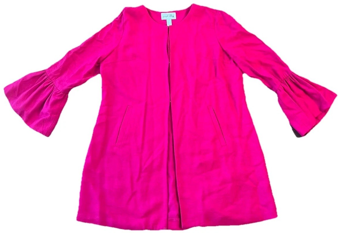 Joseph Ribkoff Pink Open Front Jacket Blazer Bell Sleeve Womens Size 8