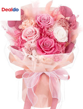 Flowers for Delivery Prime, 4 Pink Rose Preserved Flowers Bouquet Valentines Day