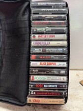 Vintage Heavy Metal Rock Cassette Tape Lot of 15 W/Cassette Carry Case