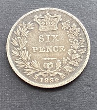 1834 William IV Sixpence Good condition 