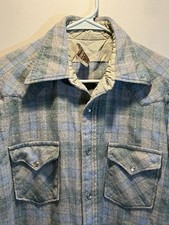 Vintage Pendleton High Grade Western Wear Wool Pearl Snap Shirt Men  s Large Blue