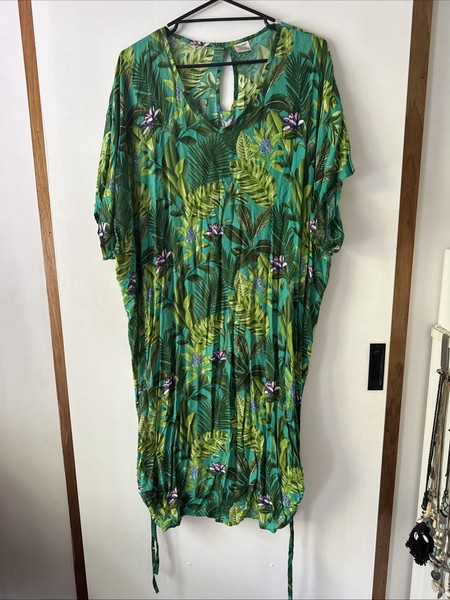 SUN OF A BEACH Teal Summer Maxi Kaftan Dress One Size A16