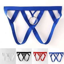 Men's G String Thong Crotchless Jockstrap Underwear O Ring Hole Panties