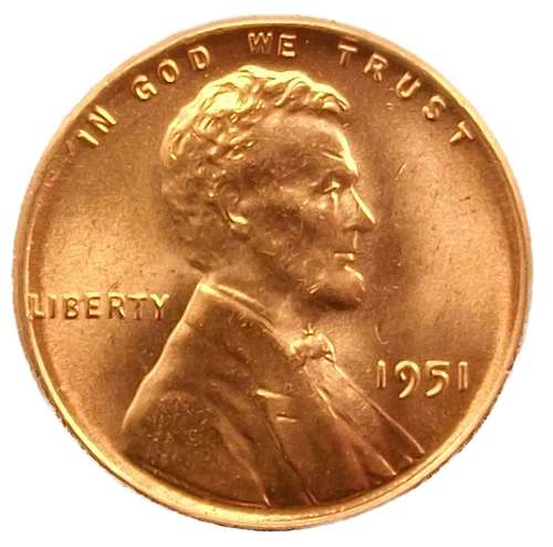 ✅ 1951 P Lincoln Wheat Cent GEM BU 1c BRILLIANT UNCIRCULATED From OBW Roll