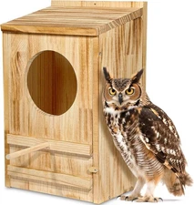 ONKO Large Great Horned Owl House,Owl Nesting Box for Outside,Wooden Nest House