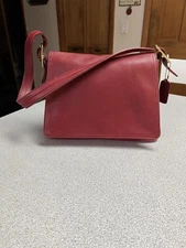 Vintage COACH Red Leather Handbag Shoulder Purse