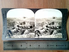 Rare WWI Keystone Stereoview Shell Crater Battle Cambrai Soldiers