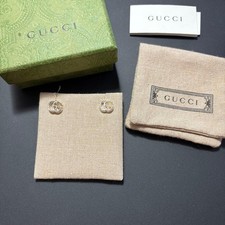 Gucci Marmont Double G Stud Earrings Silver 925 Pair w/ Box Italy