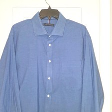 Tommy Hilfiger Men's Regular Fit Stretch Dress Shirt Wrinkle Free Blue Ex Large