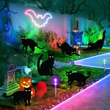 6 PCS Black Cat Halloween Decoration, Halloween Decor Outdoor Yard Signs