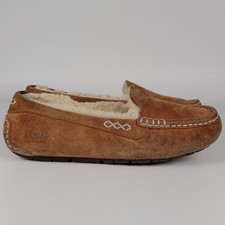 UGG Ansley Womens Slippers Size 7 Chestnut Brown Suede Sheepskin Moccasins Shoes