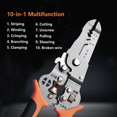 10 in 1 Multifunctional Wire Stripper Crimper Cable Pliers Cutter