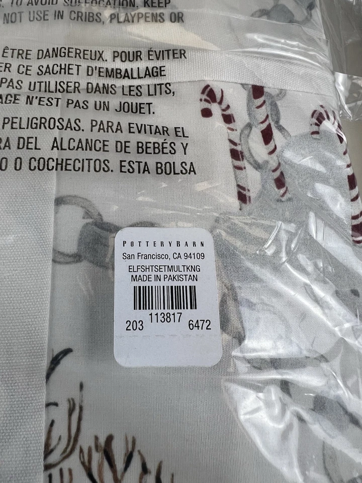 Pottery Barn Elf Sheet Set -  King - Holiday Festive Buddy + 2 King Pillowcases - Image 4 of 4