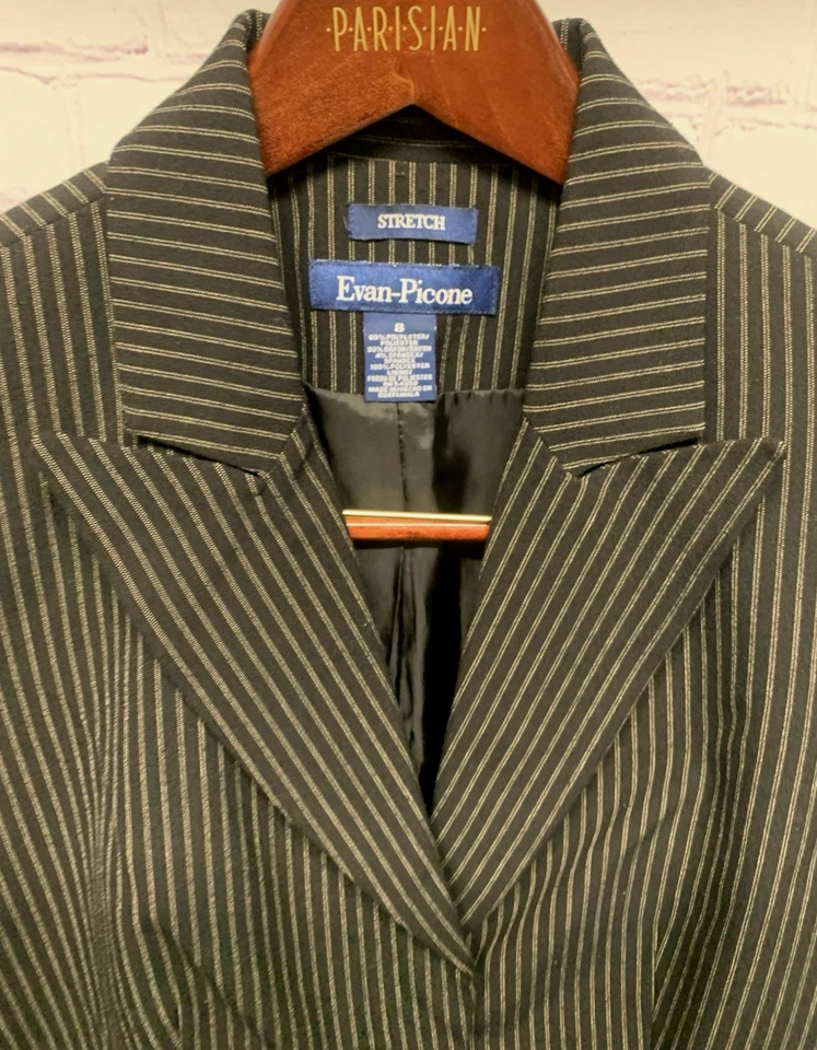 Evan-Picone Women's Size 8 Black Pinstripe Blazer Jacket Suit Separate - Image 3 of 4