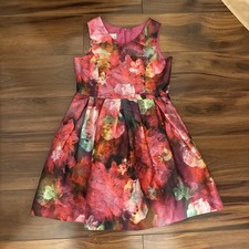 Pippa and Julie Watercolor floral sleeveless V-neck pleated front dress girls