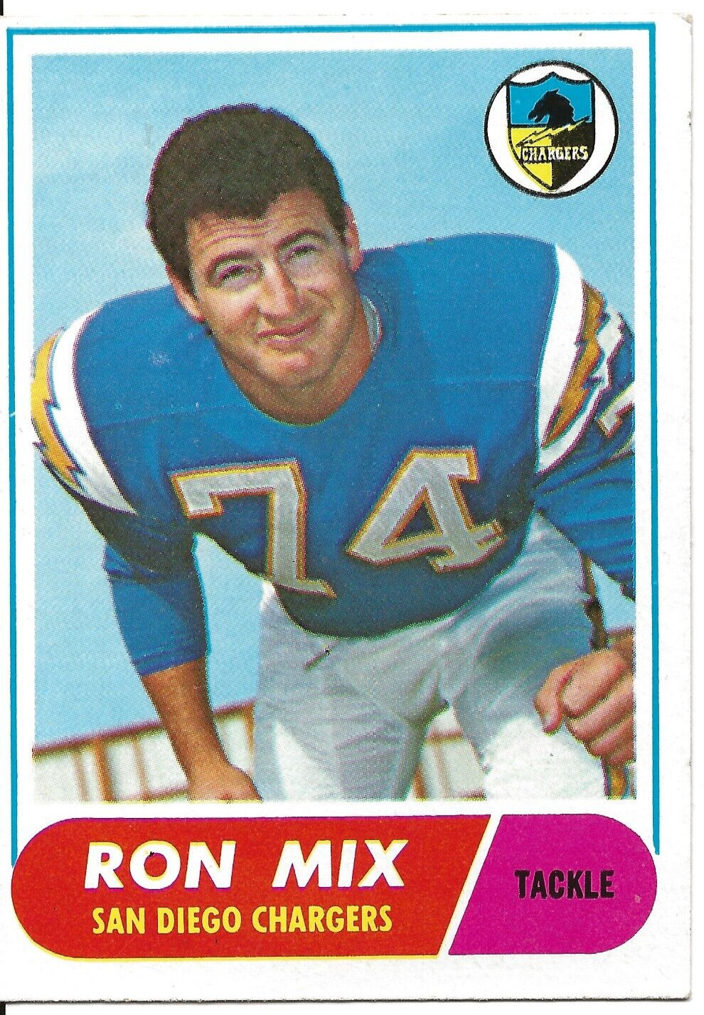 1968 Topps Football Ron Mix #89 San Diego Chargers HOF