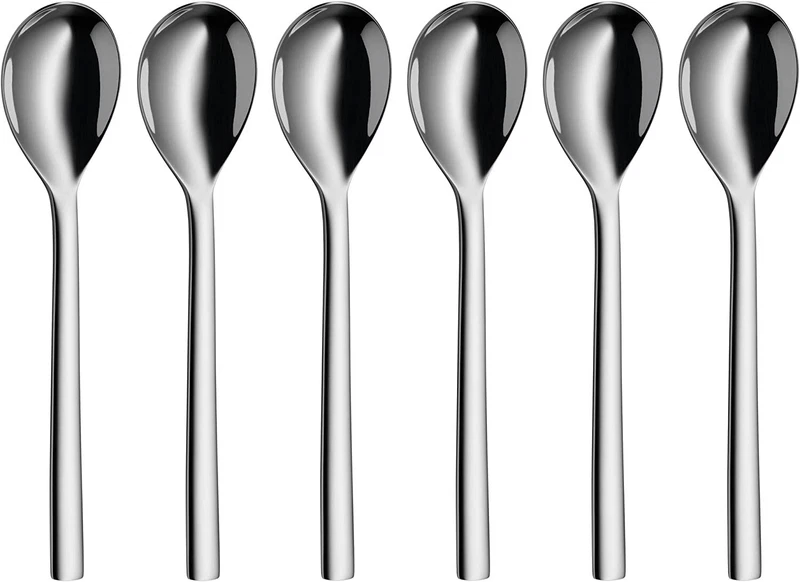Cucchiai Cucchiaini Caffé Moka Set Servizio 6 Pezzi Acciaio Inox Lunghi 15 cm, fotografia 5 di 8
