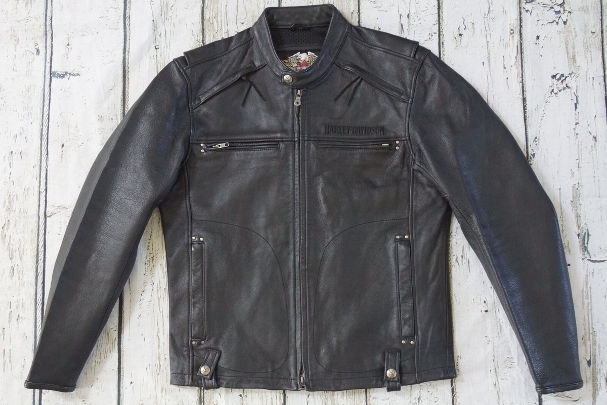 Harley Davidson Mens Iron Jaw Skull Bar&Shield Black Leather