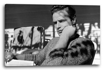 Lein-Wand-Bild: Marlon Brando Kult-Portrait schwarz weiss retro vintage Star