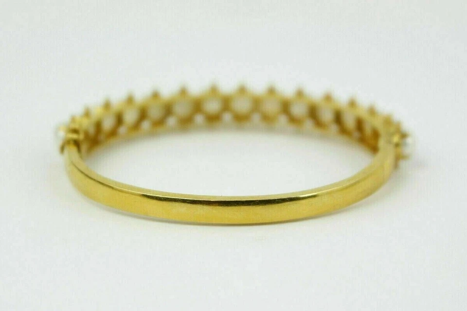 Brazalete brazalete de boda de 4 quilates con perlas redondas para mujer enchapado en oro amarillo de 14 k plateado Foto 3 de 4