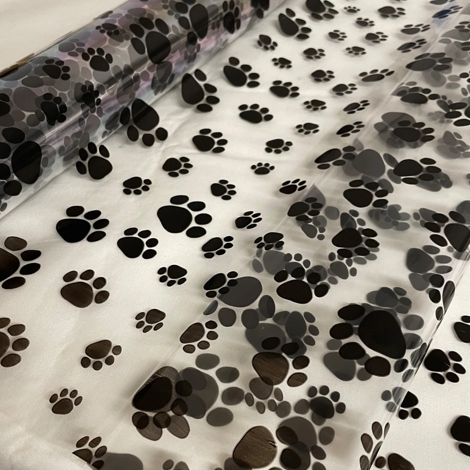 Cellophane Gift Wrap *Paw Prints* 2 / 5 / 10 / 20 mtrs Quality Cello Dog / Cat