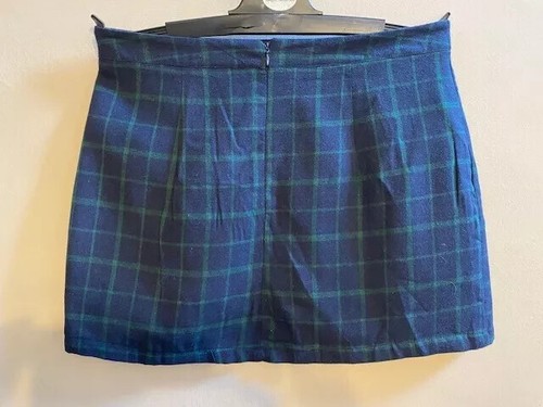 HEARTBREAK PETITE LADIES BLUE & GREEN TARTAN CHECK WOOL BLEND MINI SKIRT SIZE 12 - Picture 2 of 2