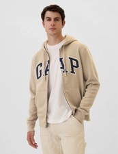 Gap Men  s Logo Khaki Zip Hoodie - Large NWT 59.99