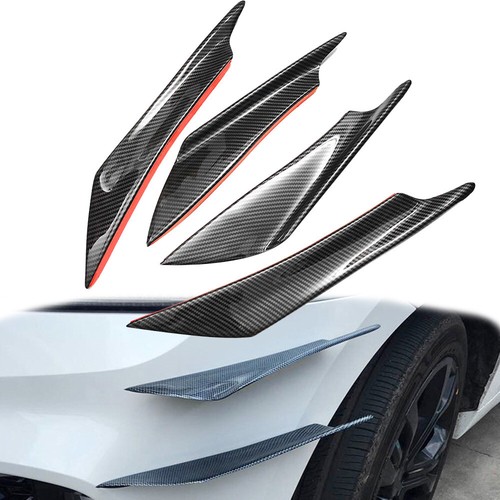 4PC Carbon Fiber Car Bumper Fin Canards Diffuser Splitter Valence Spoiler Lip - Picture 2 of 12