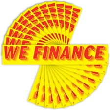 Versa Tags Dealership Stickers 12 Pack of We Finance Stickers Car Lot Windshield