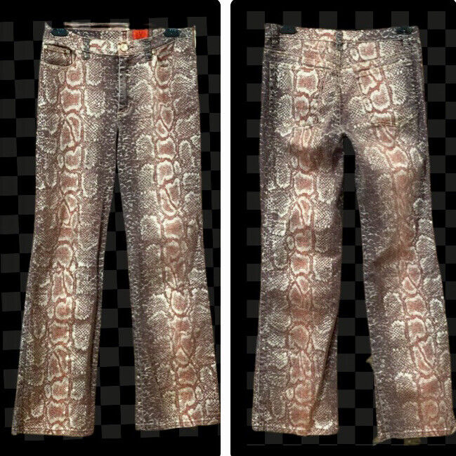 V CRISTINA gold & brown python print jeans size 8 - image 2