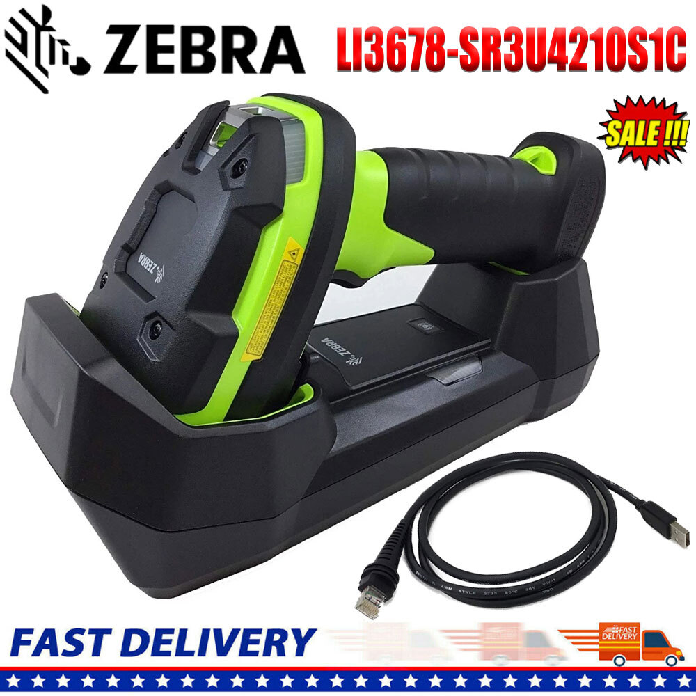Zebra LI3678-SR Cordless Barcode Scanner - 1D Linear Imager With USB Kit & Cradle