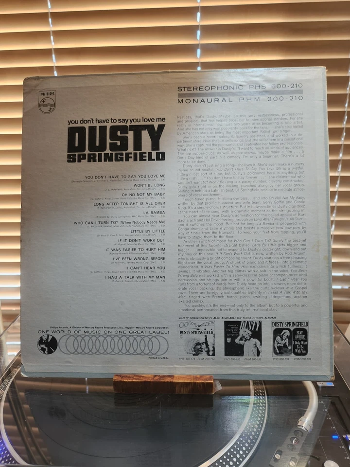 Dusty Springfield, You Don't Have To Say You Love Me, 1966 1st Philips, VG+ - Image 2 of 4