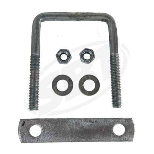 Galvanized Trailer U-Bolt with Frame Strap 3 1/8" x 3 1/8" and 5" Strap - Picture 2 of 3