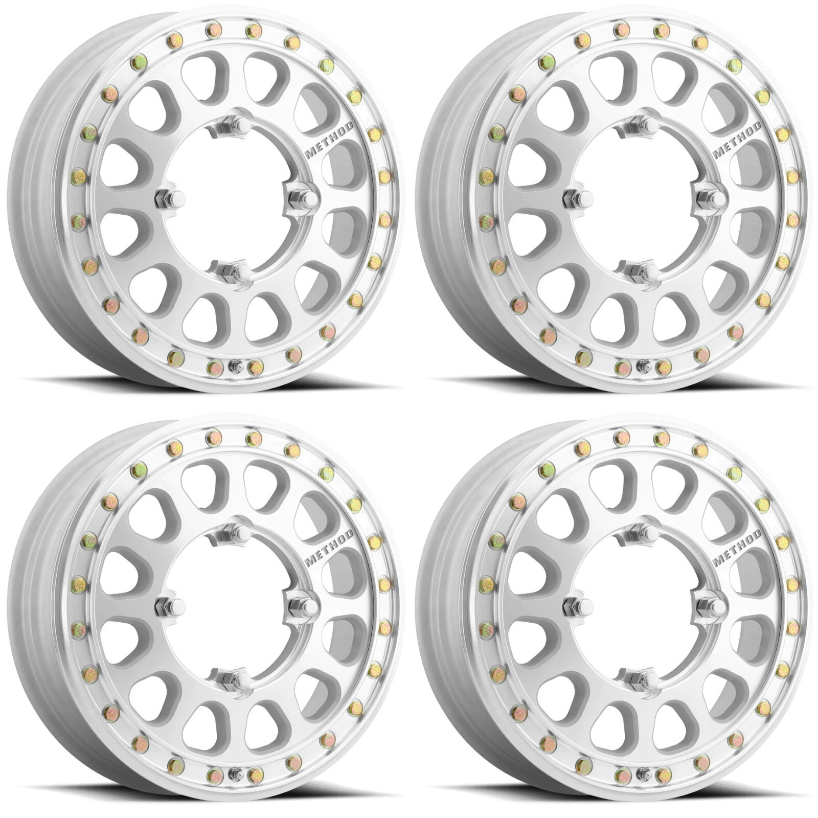 4 ATV/UTV Wheels Set 15in Method 401-R Beadlock Polished 4/156 2.5+2.5 ...