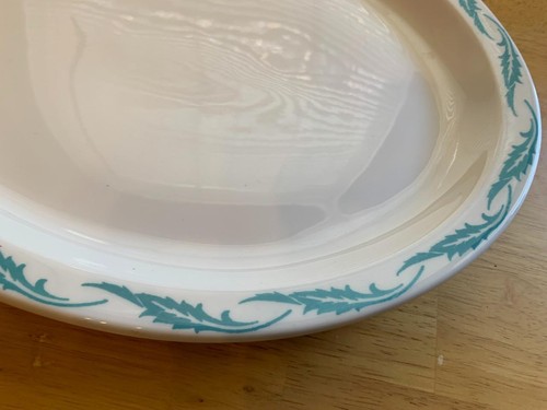 MCM Homer Laughlin China Serving Platter Plate White Green Leaves Oval 13.5" USA - Picture 3 of 7