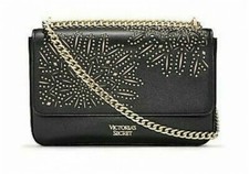 VICTORIA  S SECRET VS LASER CUT STUDDED BOND STREET SHOULDER BAG  Black Medium