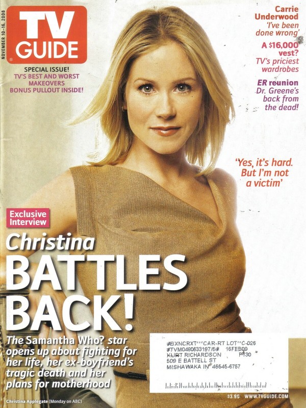 TV GUIDE MAGAZINE 11-10-08 CHRISTINA APPLEGATE, CARRIE UNDERWOOD, ER