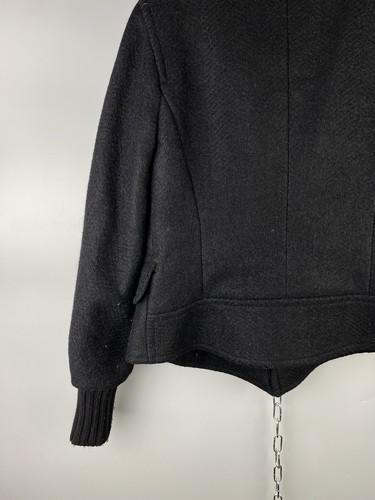 Max Mara Womens Luxury Alpaca Wool High Neck Black Pea Coat Jacket Sz US 6 / S - Picture 14 of 18