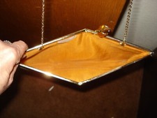 Vintage Etra Clutch Purse Chain Strap Leather Cream Envelope Hand Bag Envelope