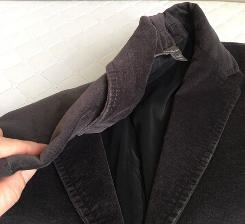Eddie Bauer Blazer Jacket Velvet Women 2 Petite Grey Velour Stretch Lined Vented - Picture 17 of 17
