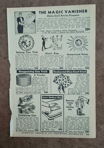 Vintage Antique Magic Tricks Novelties - 1938 Catalog Gambling Decor Art AD LOT - Picture 4 of 4